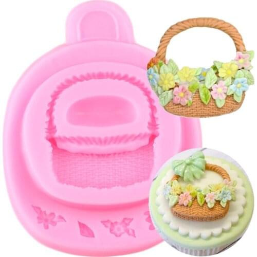 Flower Basket Silicone Molds Candy Polymer Clay Resin Mold DIY Cupcake Topper Fondant Cake Decorating Tools Chocolate Moulds