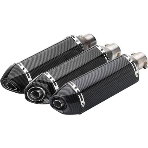 Length 370mm Inlet 51mm Motorcycle Exhaust Pipe Muffler Carbon Fiber Look Universal Motorbike Pitbike Muffler Pipe Escape Moto