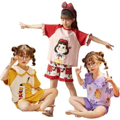 Teens Girl Homewear 2 Pieces Sets Kids Fairy Tale Pajamas T Shirt With Shorts Snow White Combination Clothes Princess Sleepwear