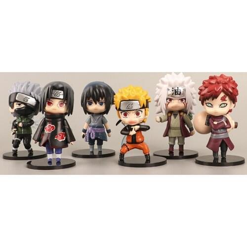 6PCS Naruto Uchiha Sasuke Gaara Hatake Kakashi doll Actions Figures PVC Model Japan Anime Gifts Figures Toys 10CM