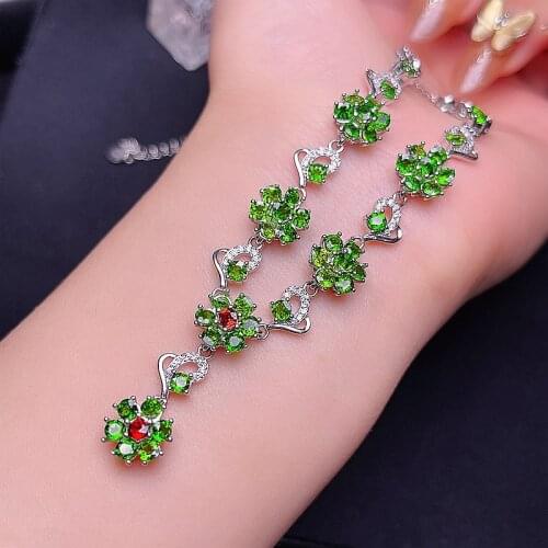 Natural diopside necklace, popular party jewelry, 925 silver design, exquisite and creative