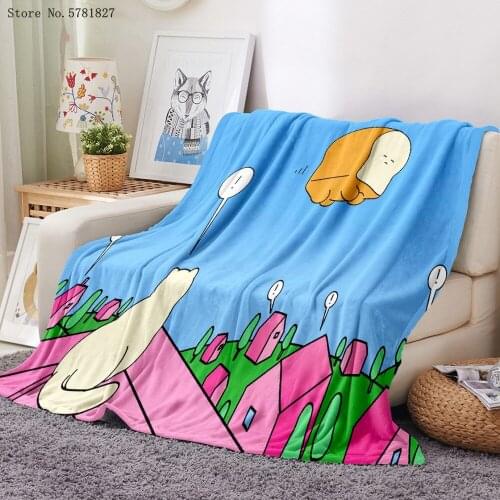 Anime Cartoon Flannel Blanket 3D Print Artistic Illustration Fleece Blanket Nap Office Throw Blanket For Kids Adults Blanket