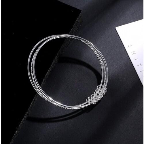 Geometrical Circles Creative Eletroplated Bright Silver Plated Boho Style Bangles For Women
