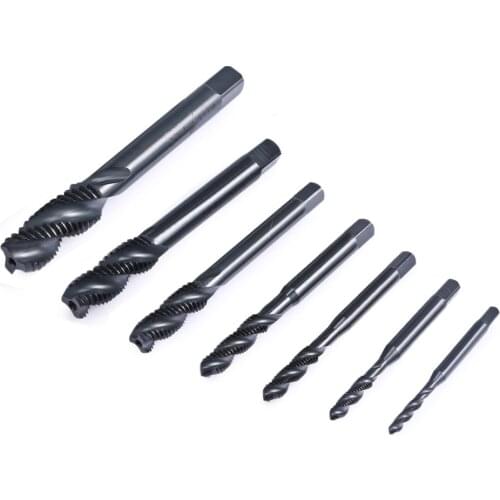 Hot 7pcs Spiral Hand Thread Tap Screw Spiral Point Thread Metric Plug Drill Bits M3 M4 M5 M6 M8 M10 M12 Hand Tools