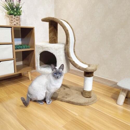 Small solid wood cat litter cat tree cat climbing frame, tree house cat scratcher pet cat supplies