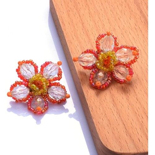 Korea Flower Drop Earrings Exaggerate Round Colored Beads Floral Earrings Boho Eleagnt Big Earring 2021 Fall Boho Jewely 2021