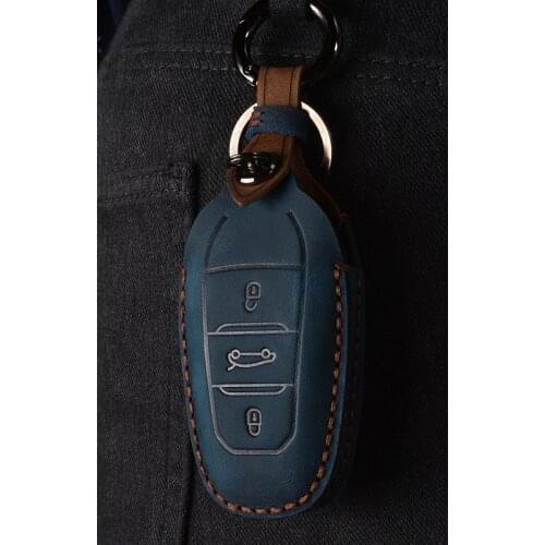 Leather car remote key cover case for Peugeot 301 308 308S 408 2008 3008 4008 5008 Car Accessories key case holder protect