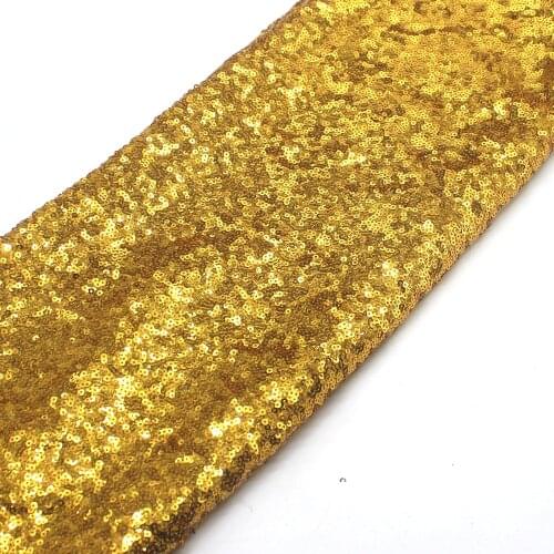 Sequined Lace Fabrics For Dress Dark Gold Allover Embroidered Fabric 3mm Size Sequins Table Cloth 132cm