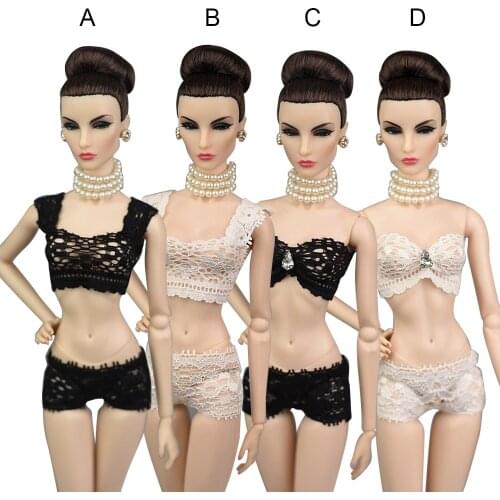 Besegad Mini Girl Doll Lace Underwear Lingerie Bras Pajamas Night Sleeping Wear Clothes Costume Doll Accessories for Barbie Toy