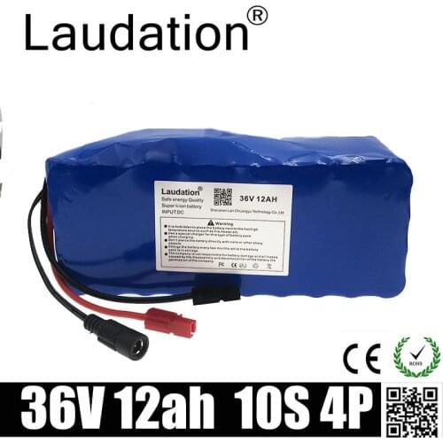 Laudation 36v 12AH Electric Bicycle Lithium Battery 18650 Pack 10S4P Built-in 15A BMS For Electric Bicycle Less Than 500W Motor