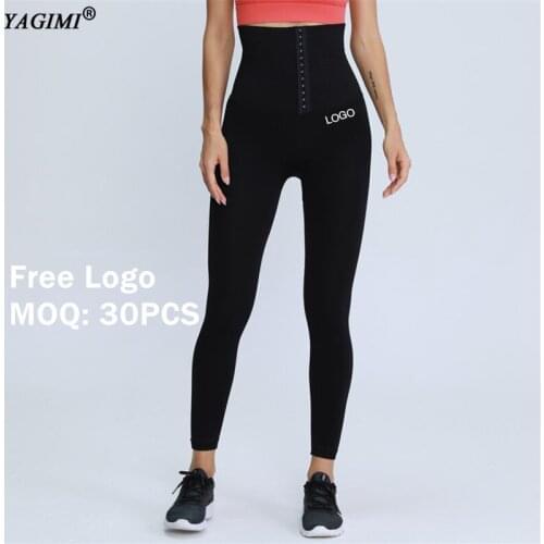 YAGIMI High Waist Leggings with Breasted Yoga Pants Leggings Fashion Special Custom Logo Print Sport Leggings Women Gym Leggings