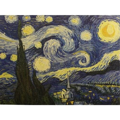 Landscape Famous Vintage Van Gogh The Starry Night DIY 11CT Embroidery Cross Stitch Kits Craft Needlework Set Room