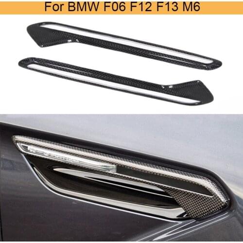 Dry Carbon Fiber Car Fender Light Trim Cover For BMW F06 F12 F13 M6 2013 - 2019 Air Outlet Vent Exterior Trim Sticker