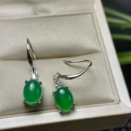 Natural green chalcedony Earrings 925 sterling silver hot style special price promotion including certificate package, beautiful
