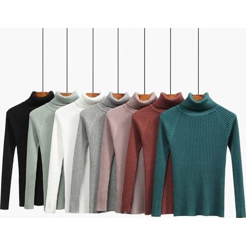 2017 new winter dress Korean all-match slim slim turtleneck sweater sweater raglan sleeve head female