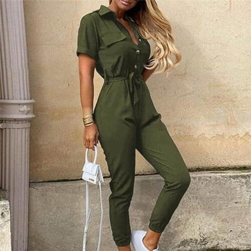 2020 New Women Jumpsuit Black Casual Solid Pants High Waist Ladies Workwear Fashion Vintage Spring Clothing Wholesale