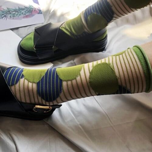 New Summer Fashion Curling Crystal Silk Socks Novelty Creative Colorful Geometric Series Ultrathin Transparent Lace Socks Women