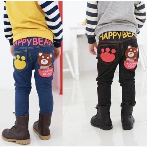 Boys jeans Fall childrens clothing baby girls pants children cartoon bear trousers retail 2-6 years old free shipping