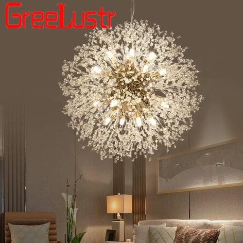 Nordic G9 Crystal Led Chandeliers Loft Silver /Gold Firework Pendant Ceiling Hanging Lamp Light Fixtures for Living Room Shop