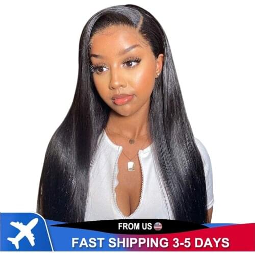 Straight Human Hair 4x4 Lace Front Wigs 100% Lace Closure Wigs 150% Density Pre Plucked With Baby Hair for Natural Black Women