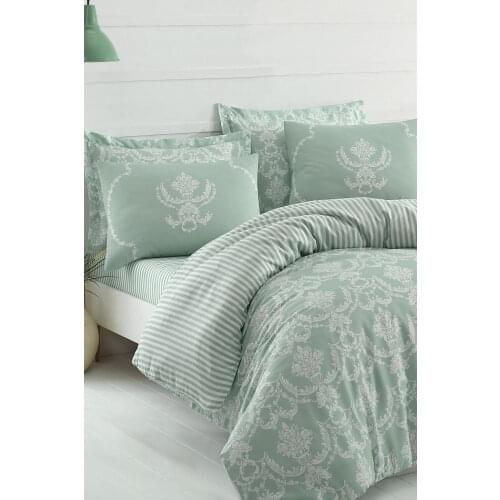 SERESSTORE Luxury Home Double Easy Iron Duvet Cover Set Pure Water green