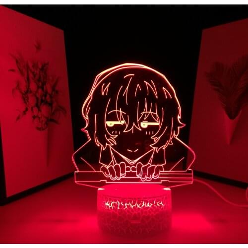 Anime Bungo Stray Dogs Osamu Dazai LED Lamp for Room Decor Friend Birthday Gift Manga Gadget 3D Table Light Osamu Dazai