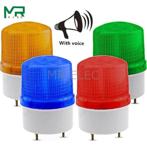 With voice LED Alarm Lamp light siren yellow blue red green LED warning light 12V 24V 110V 220V