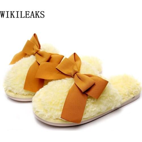 Mules Slippers for Women Casual Flats Shoes Women Women Vulcanize Shoes Indoor Fur Slippers Woman Butterfly-knot Home Slippers