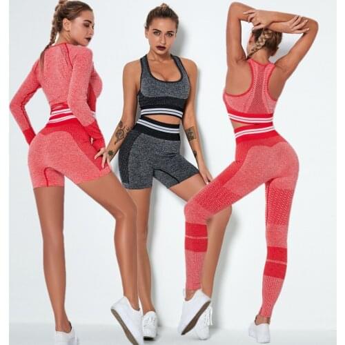 1/2/4PCS Gym Yoga Set Women Workout Fitness Clothing Push Up Seamless Leggings Crop Top Bra Sport Wear Suits Running Tracksuit