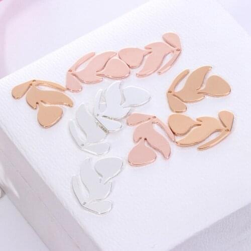 10pcs Rose Gold Silver Tree Leaves Pendant Elegant Women Charms Copper DIY Accessories Handmade Necklace Keychains Earrings