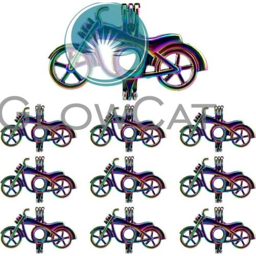 10x C503 Colorful Motorcycle Beads Cage Jewelry Making Perfume Essential Oil Diffuser Pearl Cage Locket Pendant