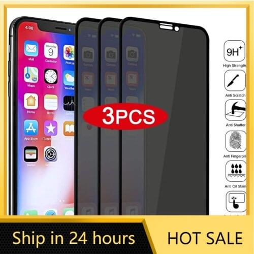3Pcs Privacy Tempered Glass Screen Protector for IPhone 12 11 Pro XS MAX X XR Anti-spy Glass for IPhone 6s 7 8 Plus