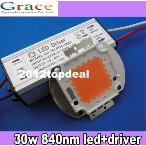 30W LED Waterproof Driver Supply + 30w full spectrum led grow 380-840nm