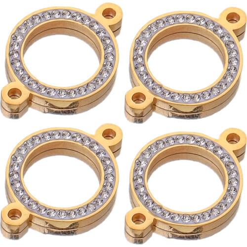 5pcs Lot Gold Stainless Steel Charms Pendant for Diy Earring Bracelet Jewelry Making Supplies rhinestone Connectors Wholesale