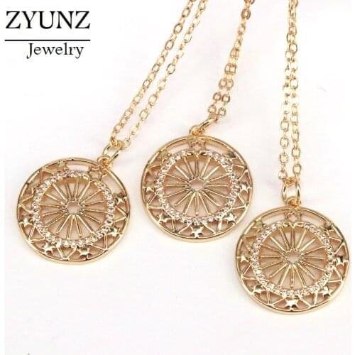 5PCS, Gold Plated Star Pendant Necklace | Star Charm Necklace | Cubic Zirconia Star Charm Necklace