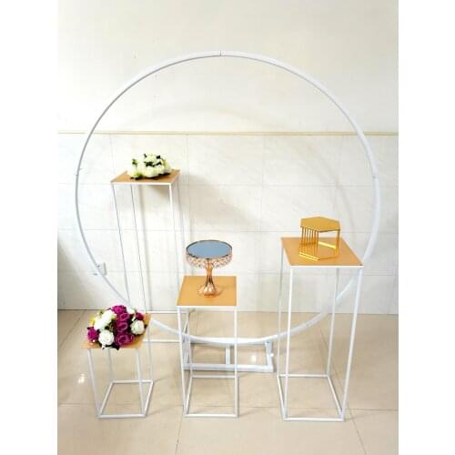 5pcs Iron Circle Arch Flower Plinth Pillar Cake Stand Balloons Craft Billboard Display Rack For Wedding Birthday Party Backdrops