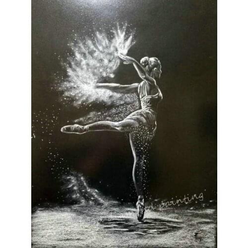 5d diy diamond painting girl dance pencil painting full square / round drill 3d stick diamond mosaic wall sticker