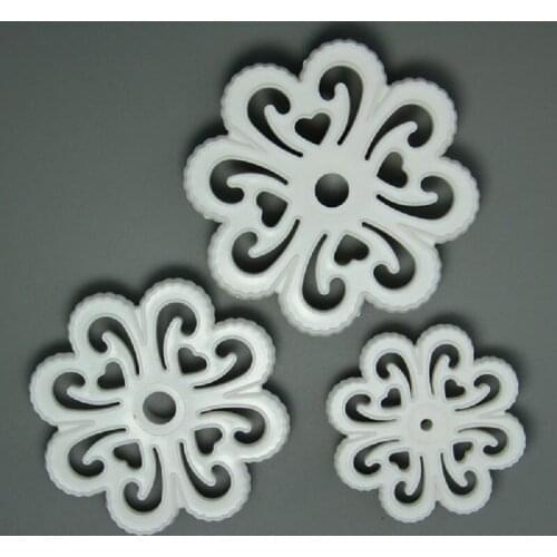 Free Shipping High Quality Plastic 3pcs Different Size Gum Paste Flowers Molds Set