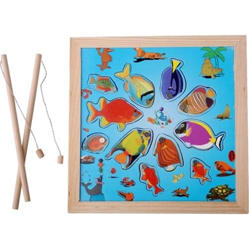 Children Toys Magnetic Fishing Goods Magnetic Fishing Game Educational Wooden Fishing Toy Set For Kids Baby Toy