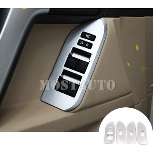 For Toyota Land Cruiser Prado FJ150 Inner Car Door Window Lift Switch Trim Cover 2010-2019 4pcs Silver/Black Car Decor