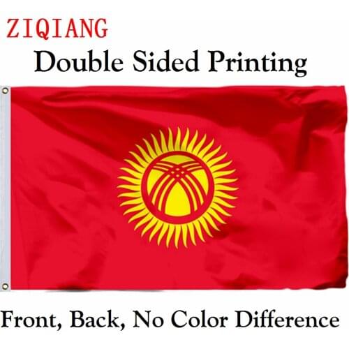 Kyrgyzstan Flag 3x5ft Polyester Flying Size 90x150cm Custom High Quality Double Sided Printing Banner