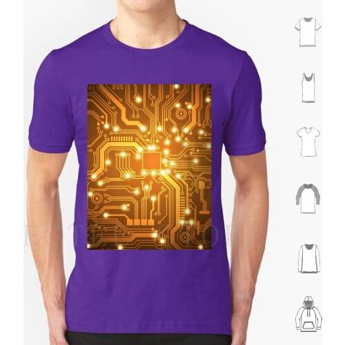 Futuristic Circuit Board T Shirt Print Cotton Motherboard Chip Electronic Computer Hardware Technology Abstract Futuristic