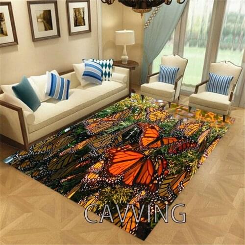 Butterfly 3D Printed Carpets Soft Flannel Rugs Mat Rugs Anti-slip Large Rug Carpet Home Decoration for Living Room