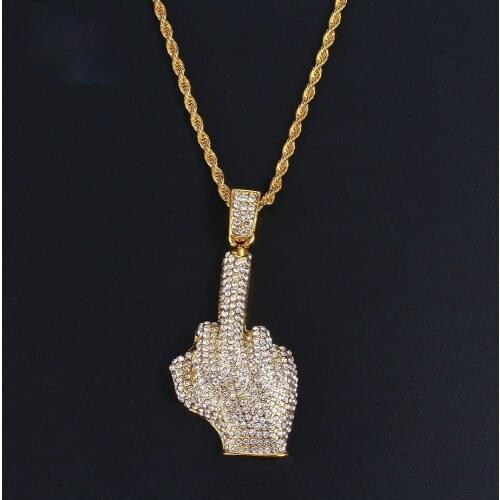 Personality Creativity Refers To The Pendant Trend Hip Hop Men Inlay Zircon Gold Color Necklace Fashion Street Men Party Jewelry