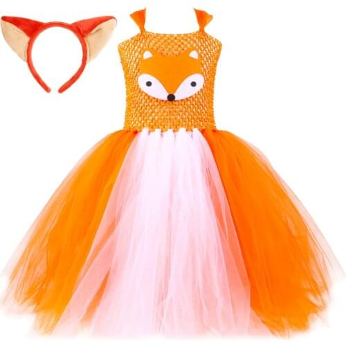 Fox Cosplay Tutu Dresses for Halloween Party Long Princess Party Dress Festive Toddler Girl Fall Clothes Halloween Costumes