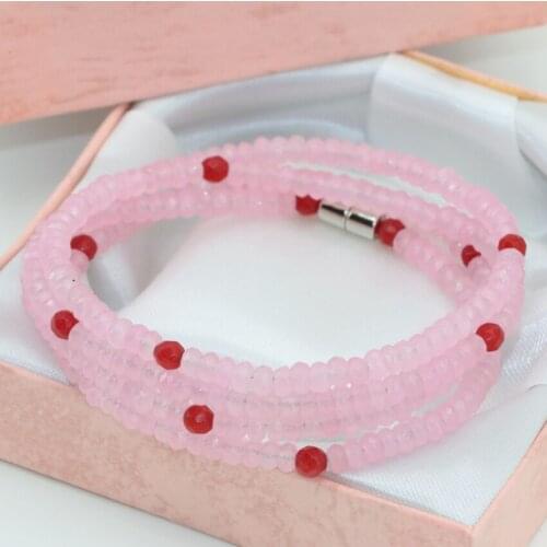 Fashion long multilayer bracelets 2*4mm 12style natural chalcedony jades stone abacus faceted beads magnetic clasp jewels B2765