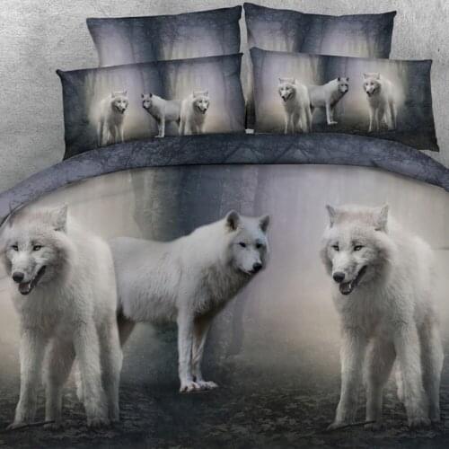 Goldeny Brand 3 Parts Per Set Mystical White Wolf pack 3d animal bed set 3d Bed Linens