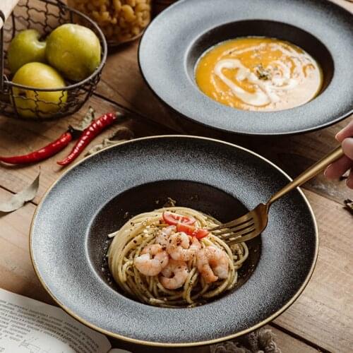 Nordic Vintage Dinner Plates Ceramic Trays Decorative Salad Round Snack Dinner Plates Talerze Obiadowe Kitchen Tableware DB60PZ