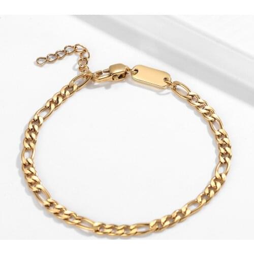 New Figaro Chain Necklace Men Stainless Steel Gold Color Hip Hop Fashion Anklets Bracelet For Women Jewelry Gift