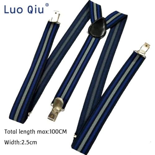Adult Suspenders Black Blue Ash Wide 2.5cm Mens Braces For Trousers 3 Clips Elastic Brand Man Pants Accessory 100cm